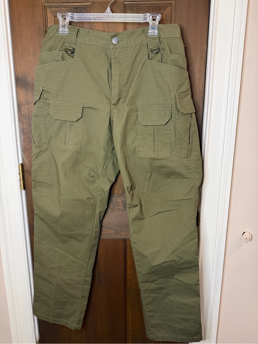 Hiwise Mens 34/32 Tactical Cargo Pants Olive Green Ripstop Hiking Combat Work
